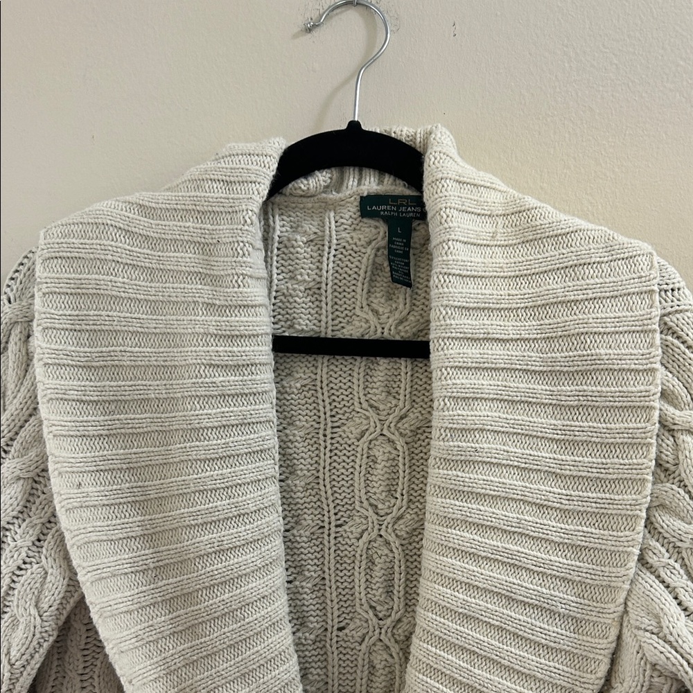 Lauren Ralph Lauren Cream Cable Knit Cardigan - Picture 3 of 8